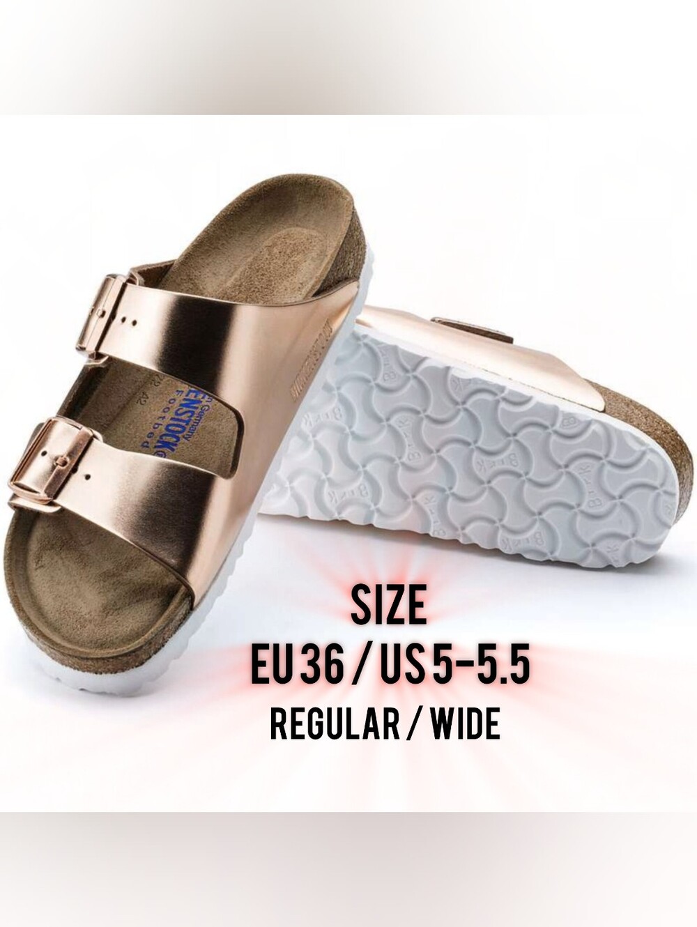 Birkenstock Arizona Sandals Soft Footbed Metallic Copper Rose Gold